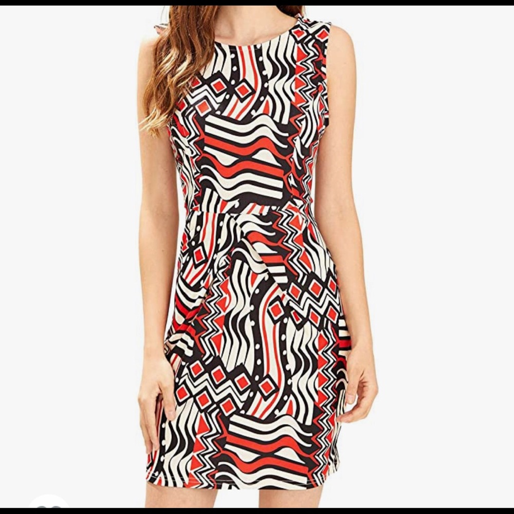 Floerns Womens' Pocket Sleeveless Tribal Print Bodycon Dress Multi-2 S